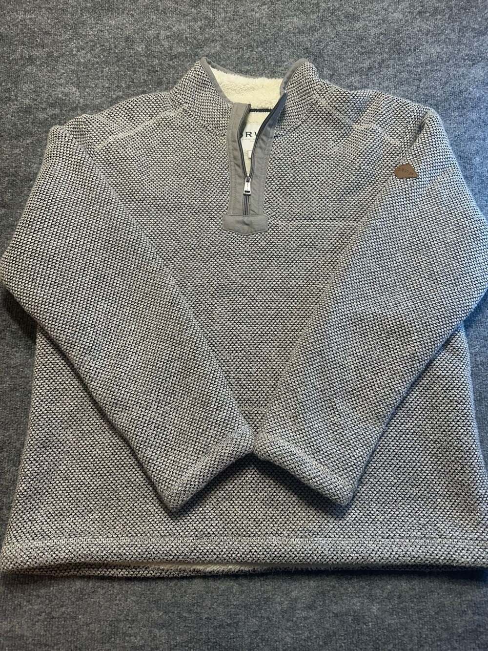 Orvis Sherpa-Lined Quarter-Zip Fisherman Gorpcore Sporty Pullover Gray Size L/G